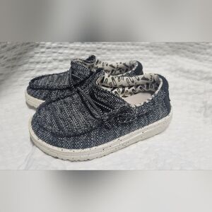 Hey Dude Wally Kids Black and White Comfy Slip On Shoes